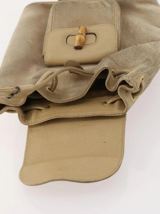 GUCCI Bamboo Backpack Suede Leather Black Gold 003 2058 0030 Auth BA10404 main image 10